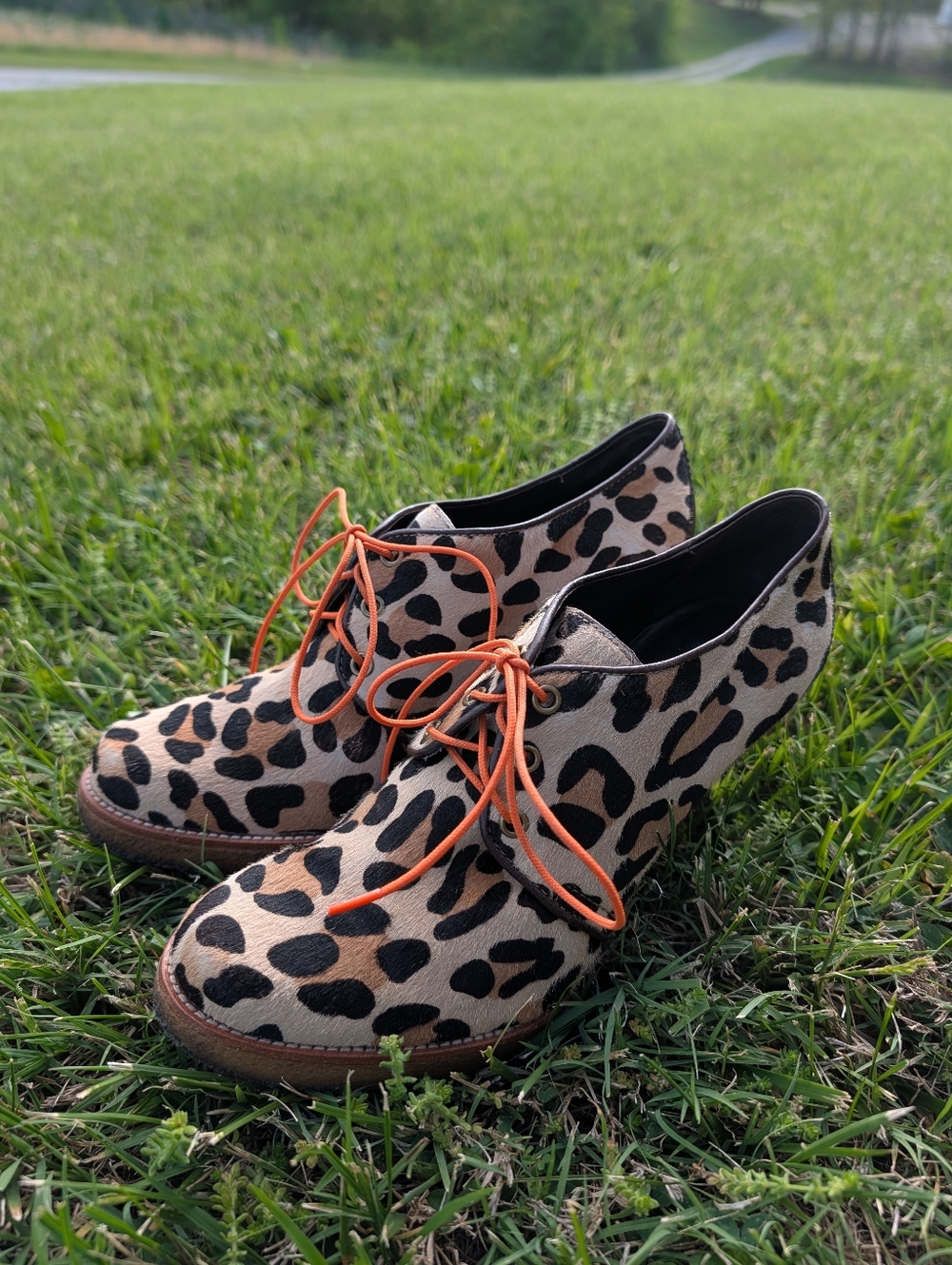 🐆 Vintage Y2K Coach Tullah Leopard Print Lace-Up Calf Hair Ankle Booties, 9B - Picture 13 of 13